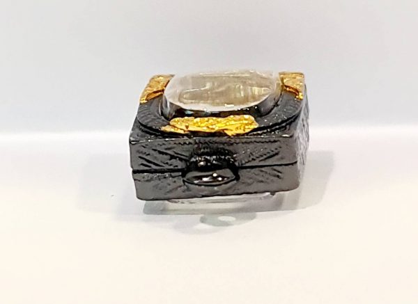 กรอบพระสมเด็จพระคแนง สีดำทอง P02-2 ขนาด 1.9*2.5*0.5 cm. - Image 3